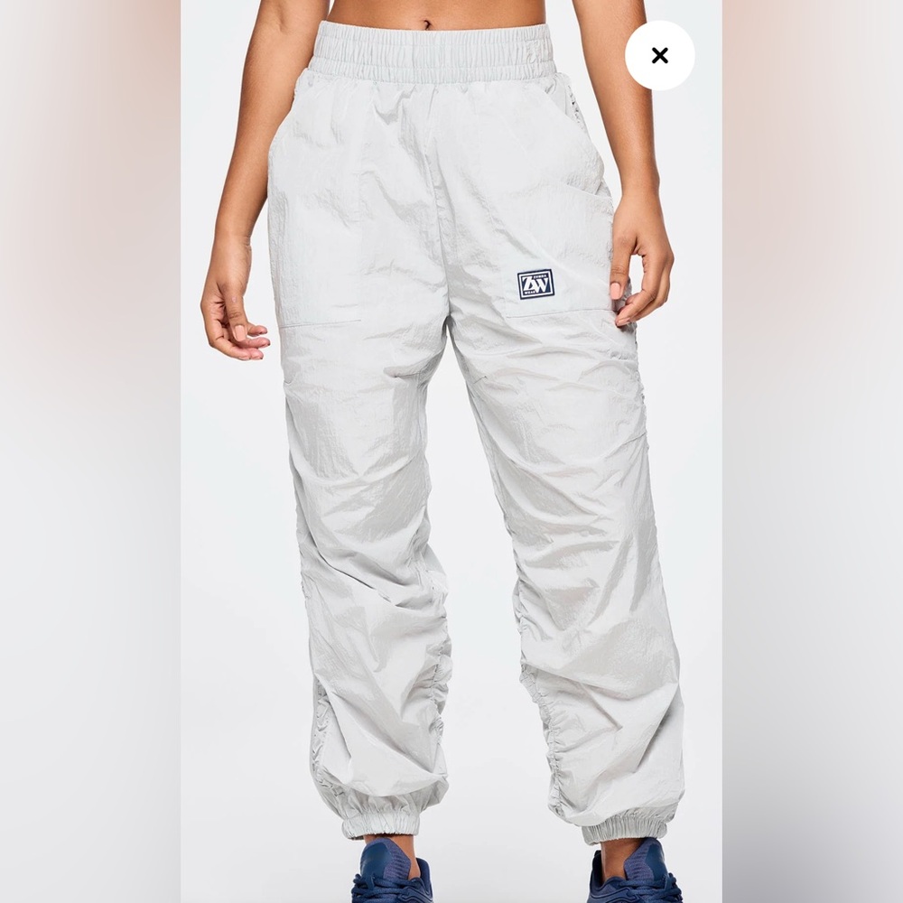 Zumba Fitness White Track Pants with Elastic Cuffs